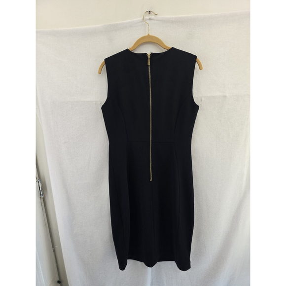 Calvin Klein Black Sleeveless Shift Dress. Gold ZipperStretch Ladies 12 - Picture 5 of 7